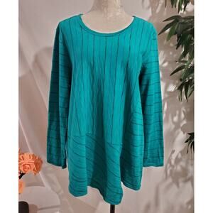 Habitat Clothes to Live in Striped Asymmetric Long Sleeve Tunic Top Sz L Cotton